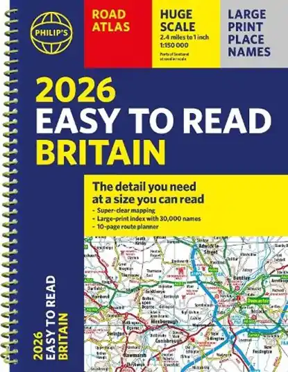 2026 Philip's Easy to Read Road Atlas of Britain Gratis Retour